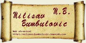 Milisav Bumbulović vizit kartica